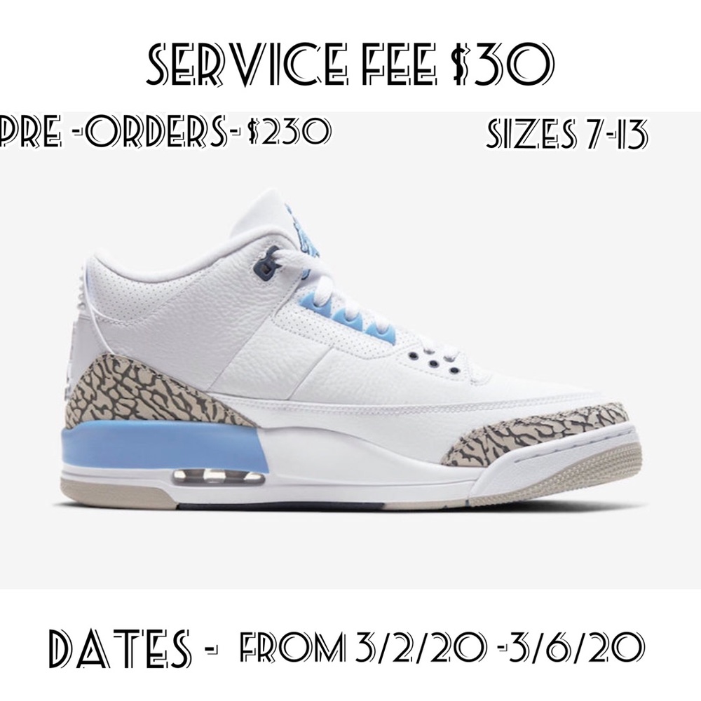 Pre Order Air Jordan 3s “unc”